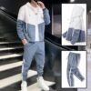 Men Sports Tops+Long Pants 2 Piece Set Tracksuit